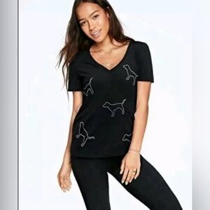 VS. PINK rhinestone bling dog tee-small NWOT